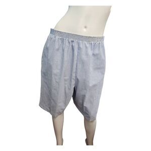 Southern Lady Blue Striped Searsucker Long Shorts Womens Size 16 Vintage 80's